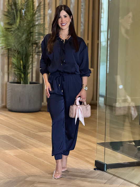 Glam Navy Satin Set