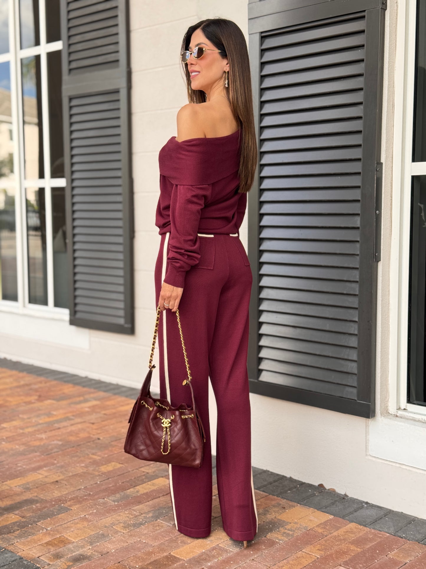 Rivera Burgundy Knit Lines Set
