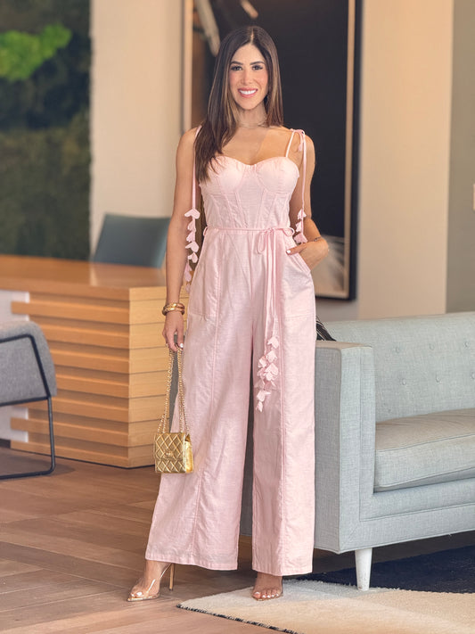 Chic Garden Pink Petals Jumpsuit