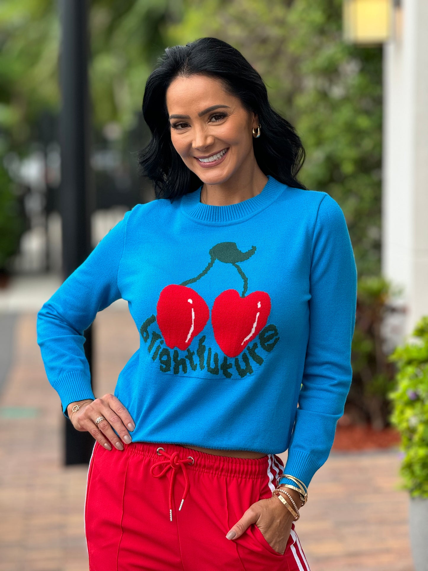 Norkys Blue Cherry Sweater Top