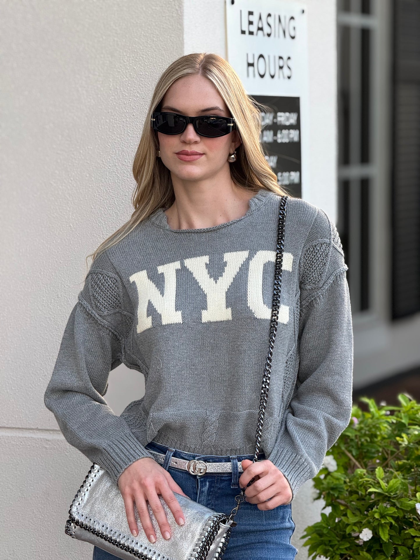 New York Gray Knitted Sweater Top