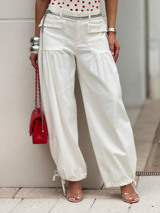 Hershey White Linen Pants