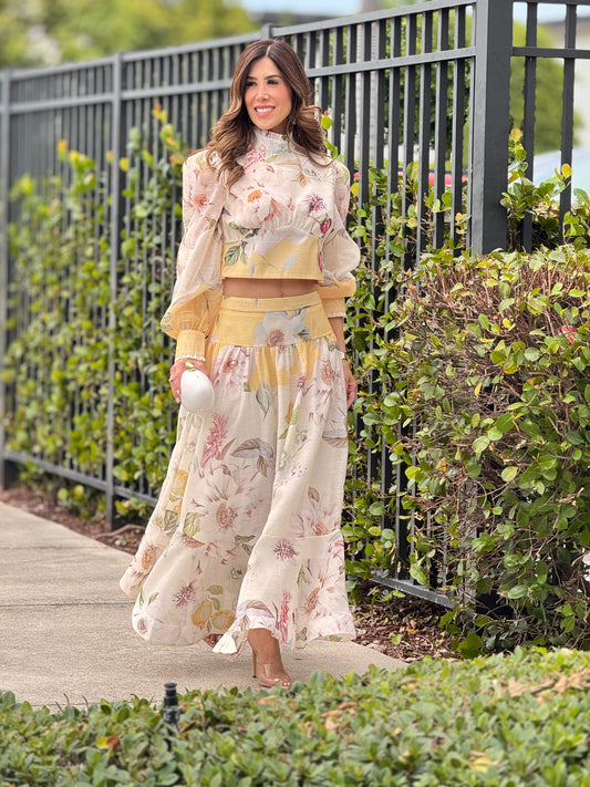 Gardenia Yellow Floral Print Set