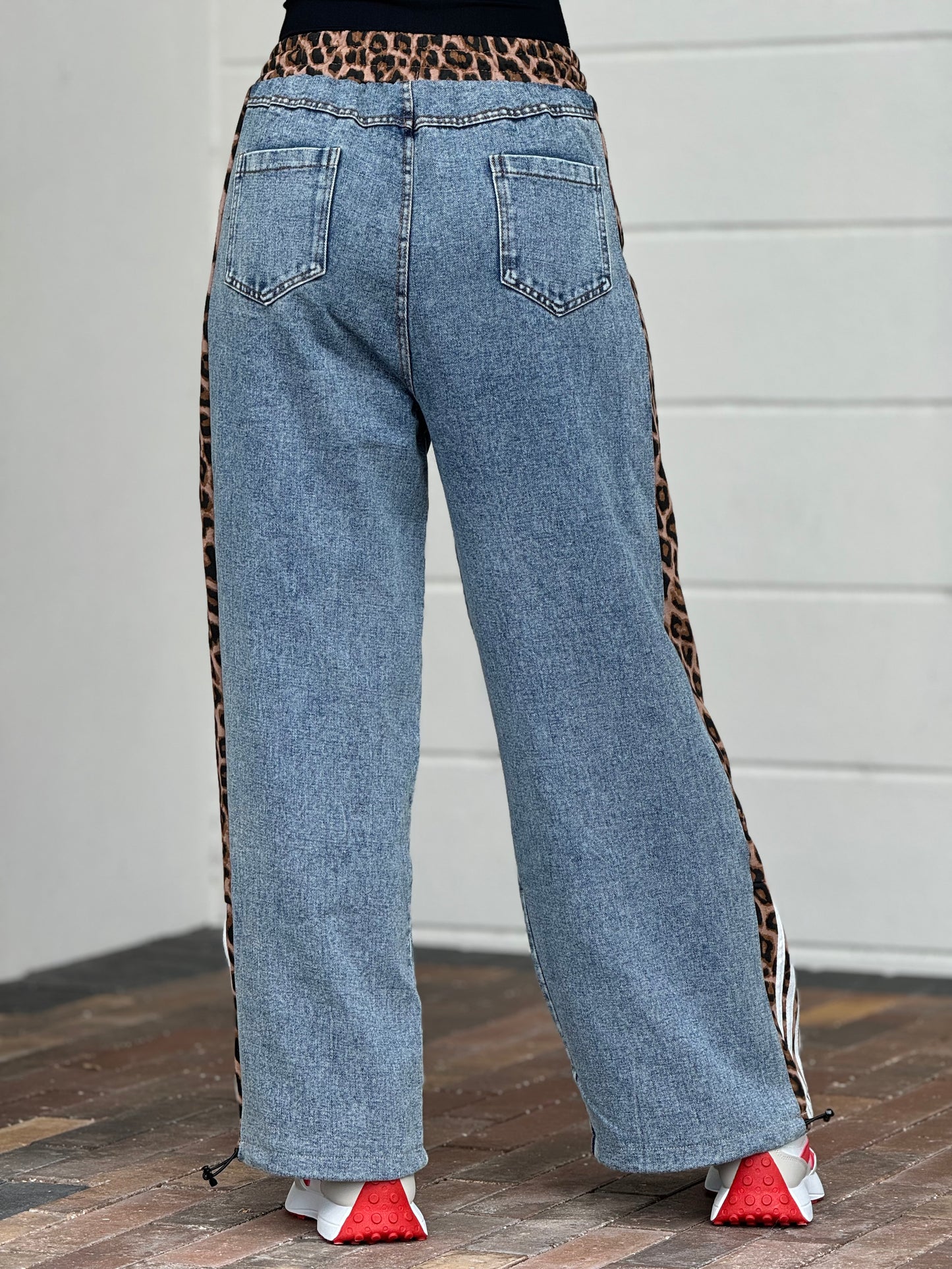 Mónica Denim Animal Print Pants