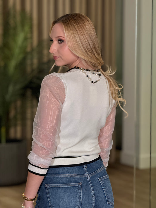 Rivera White/Black Knitted Vest Top