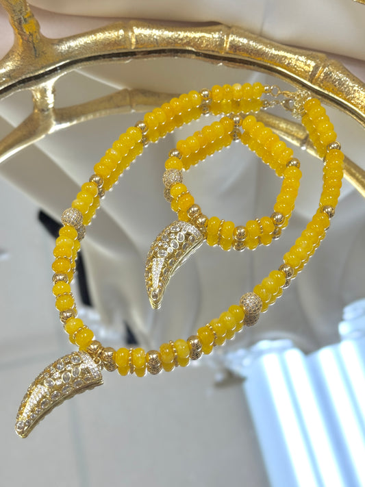 Yellow Horn Necklace + Bracelet
