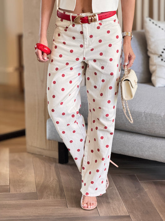 Sunday Red/Ivory Barrel Pants