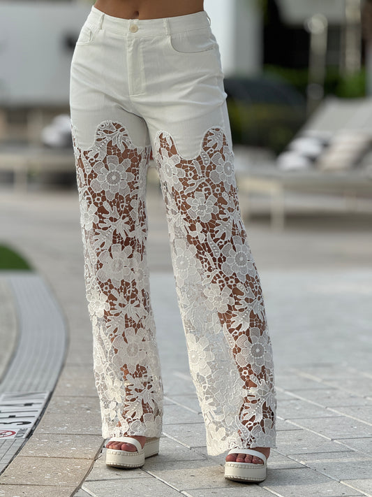 Marjorie White Torchon Pants