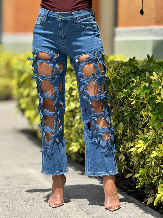Angelica Floral Cutout Jeans