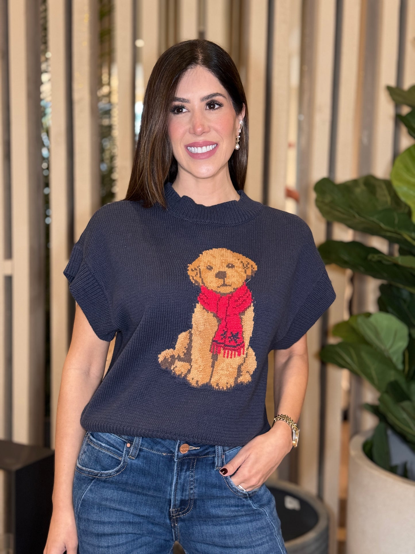 Beary Navy (Red Scarf) Sweater Top