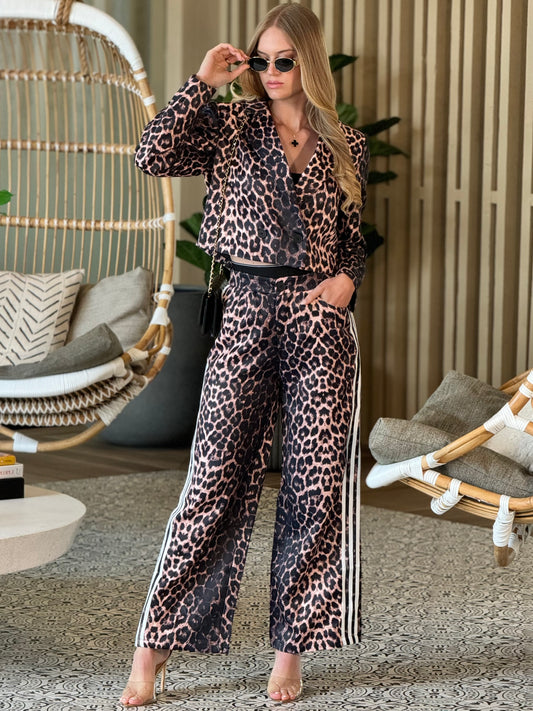 Monroe Leopard Print Blazer Waitsband Set