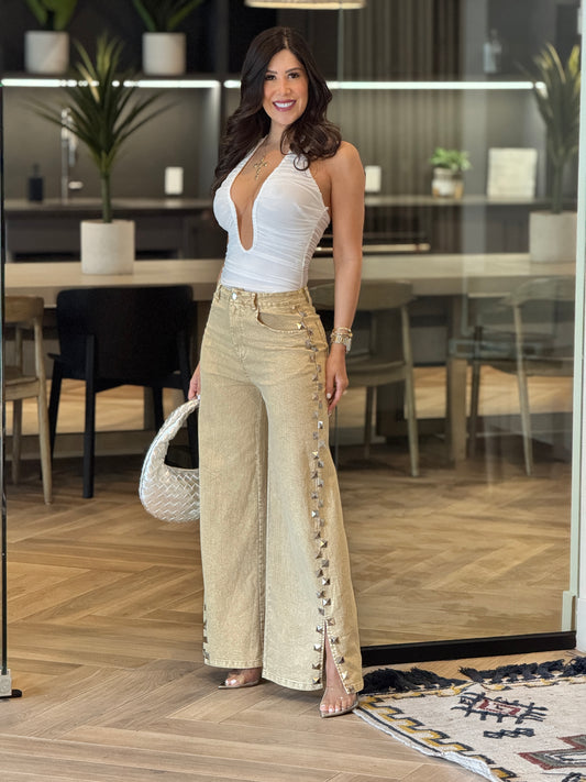 Spikes Beige Jeans