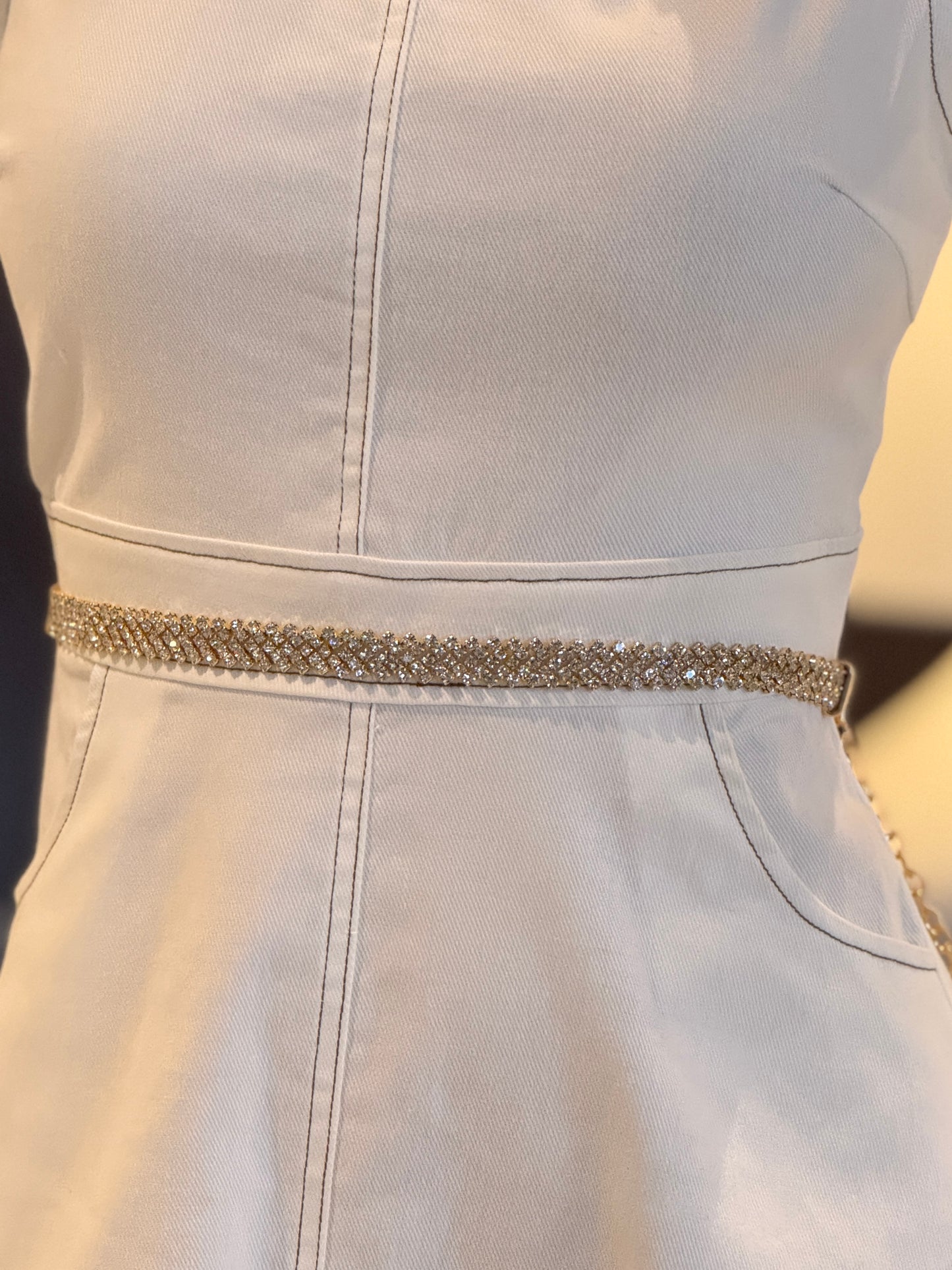 Rhinestone Gold Omega Belt