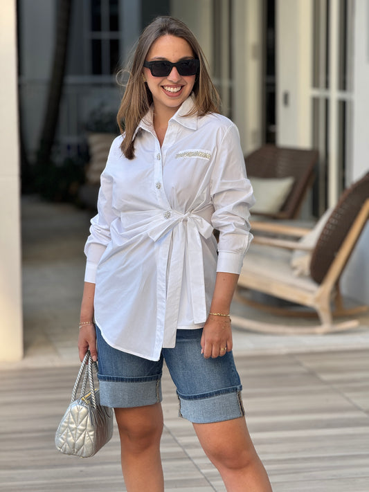 Marie White Bow Shirt