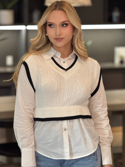 Fifty White Shirt+Vest Top