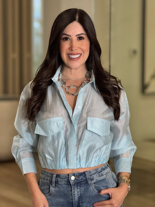 Dreamy Light Blue Sheer Blouse