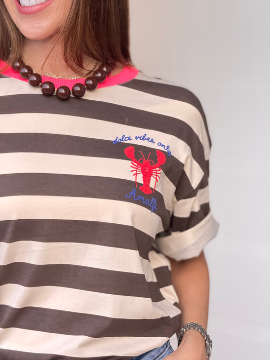 Lobster Amalfi Brown Lines T-Shirt