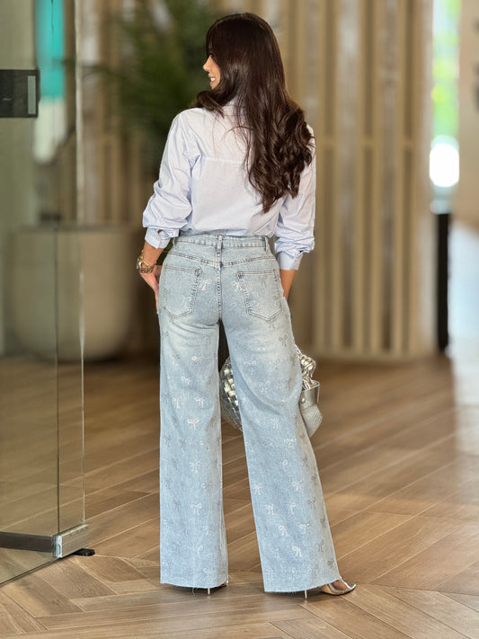 Angelica Blue Lines Bows Shirt