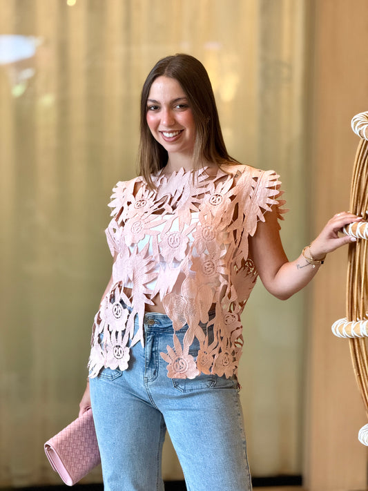 Zion Pink Torchon Top