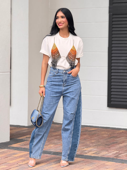 Perky Blue Side Vichy Wide Jeans