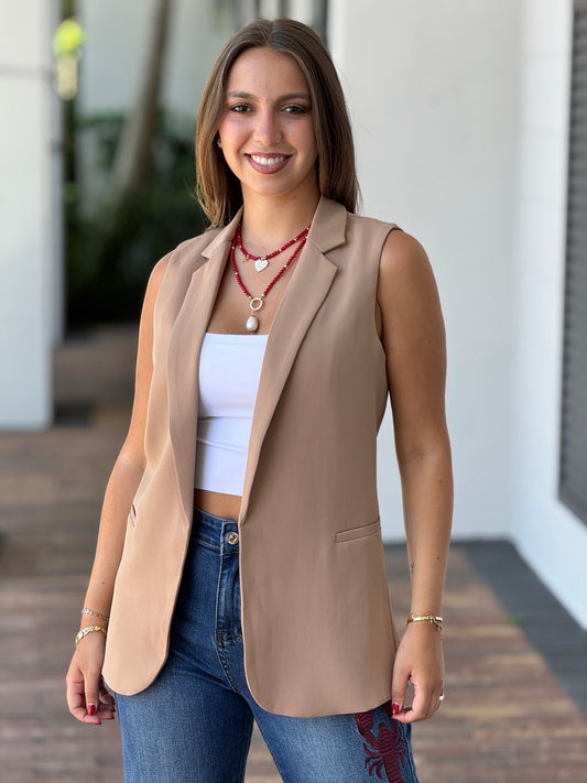 Ovianca Beige Vest Top