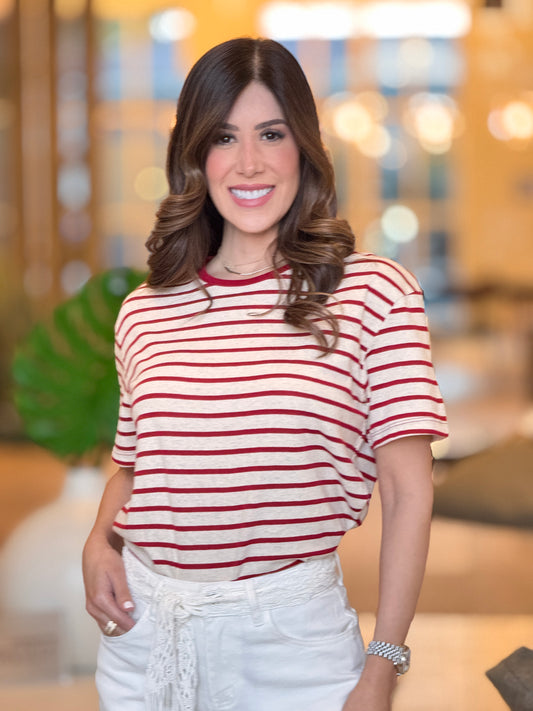 Miou Red/Ivory Lines T-Shirt