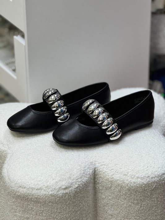 Accept Black/Silver Ballerina Shoes