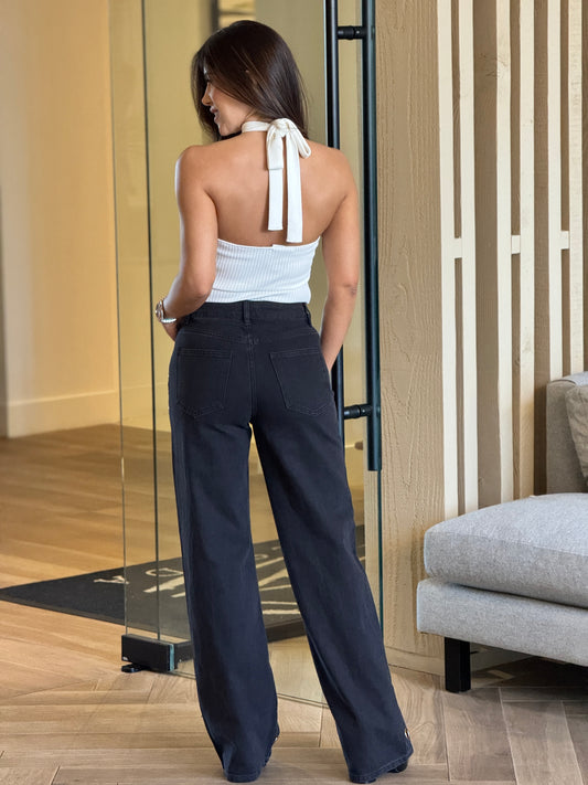 Kira White Halter Knitted Top