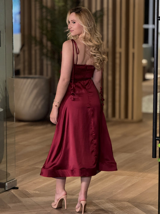 Betty Burgundy Satin Dress Gala