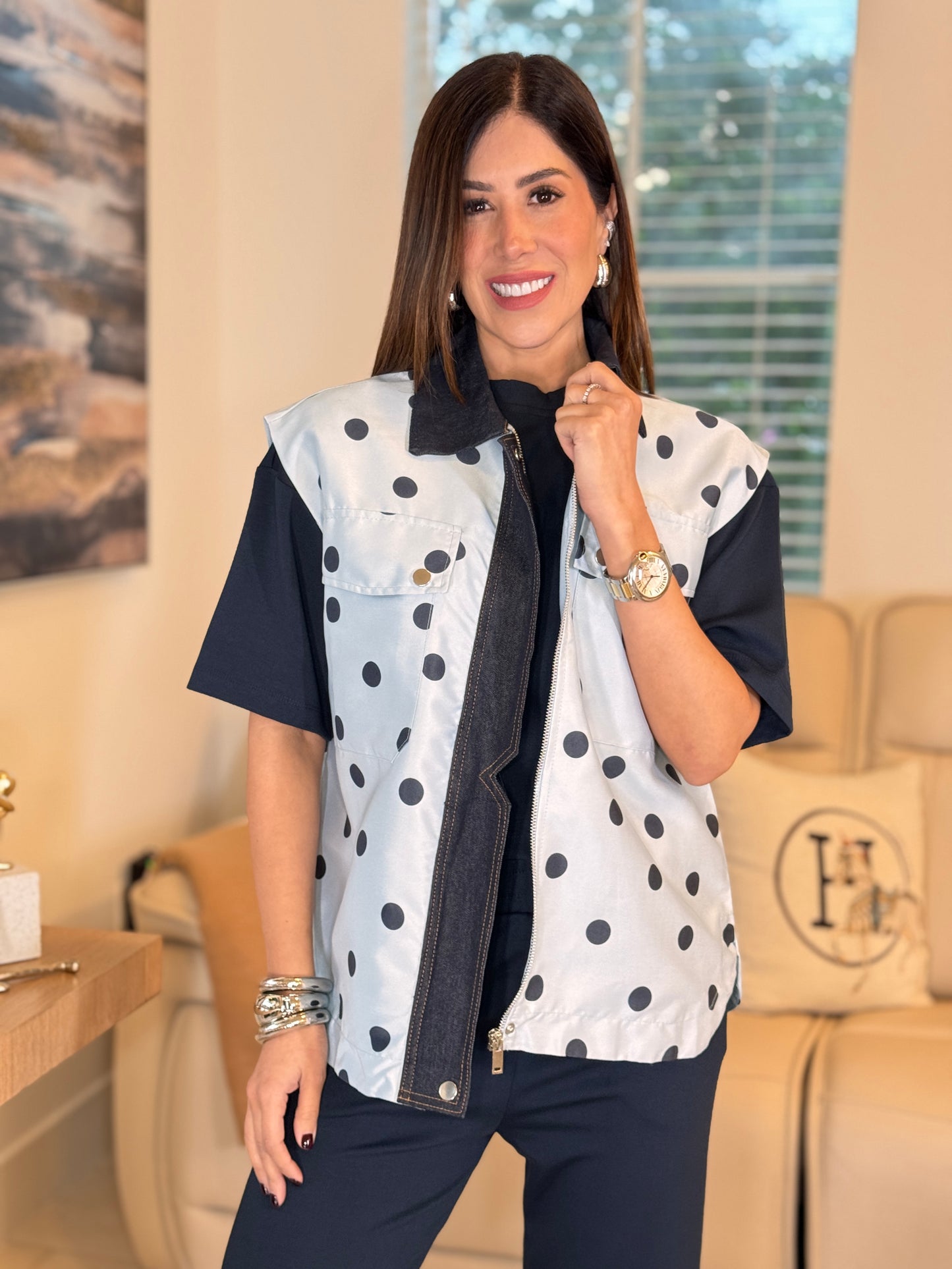 Darla Navy/Blue Polka Dots Denim Set