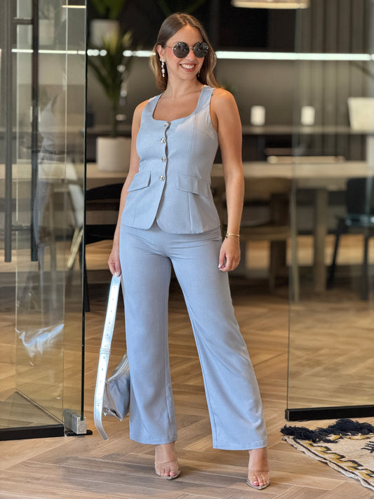 Edit Blue Vest-Jumpsuit