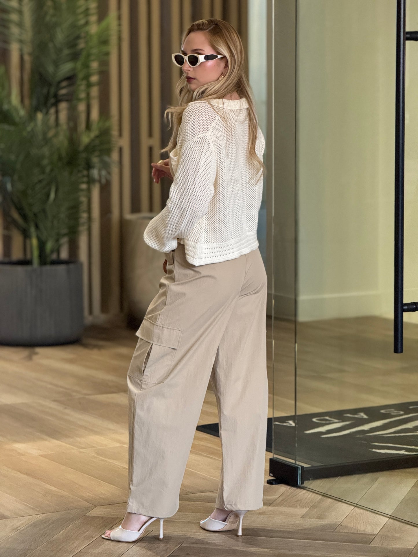 Aaron Beige Cargo Jogger Pants