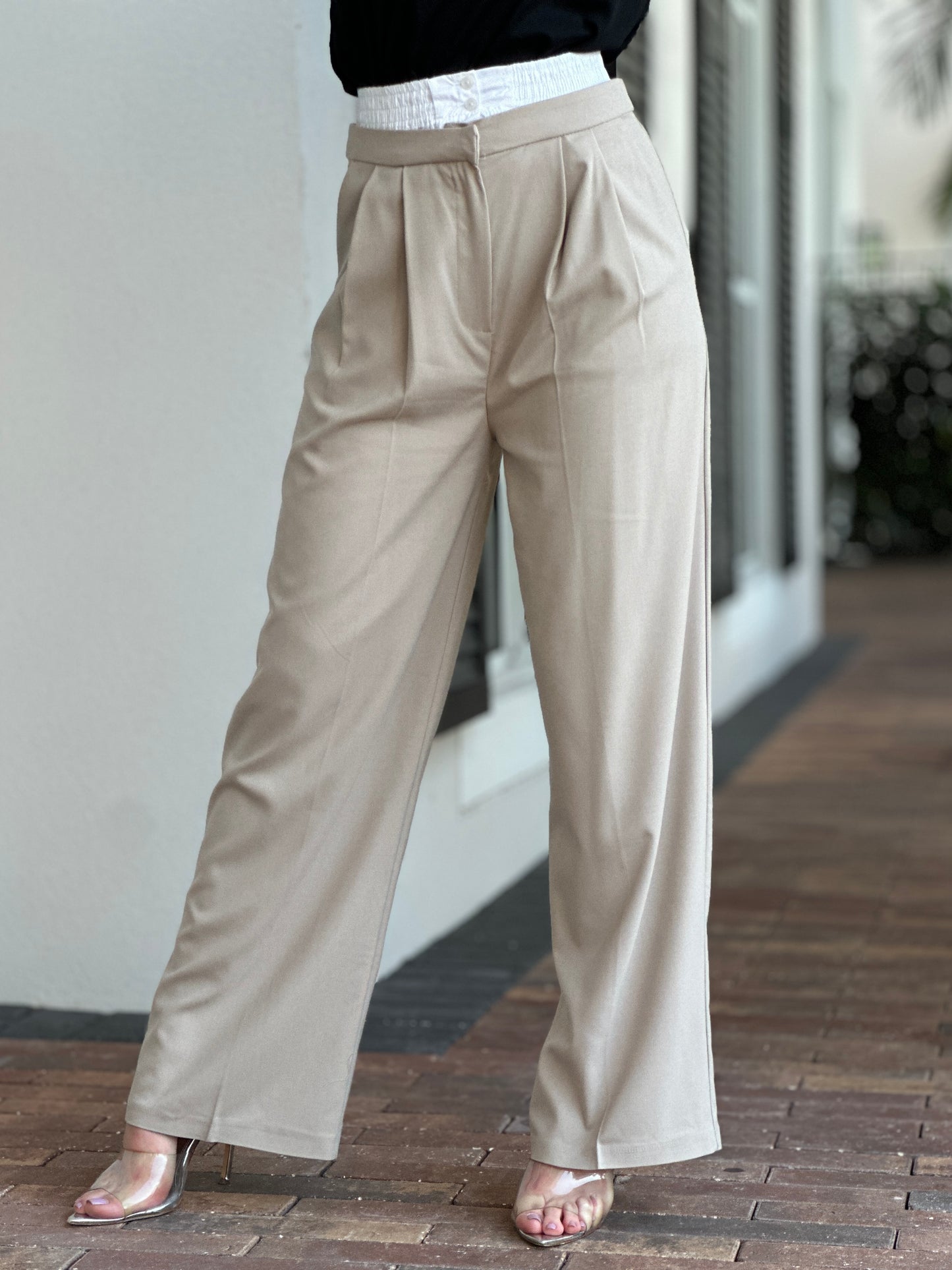 Carly Beige Waistband Pants