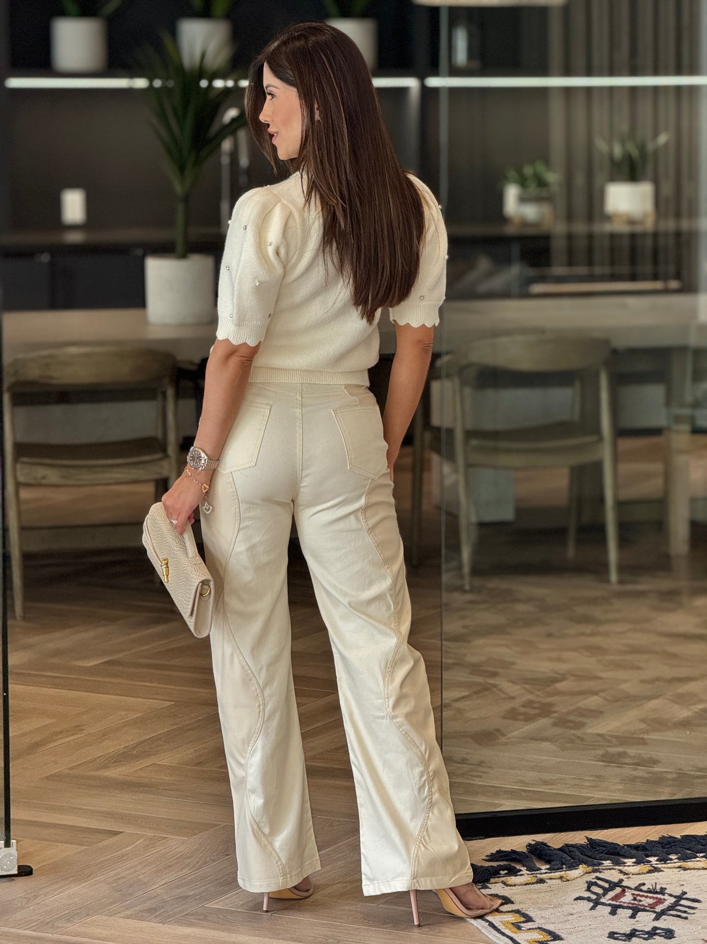 Beverly Yvory & Pearls Knitted Top