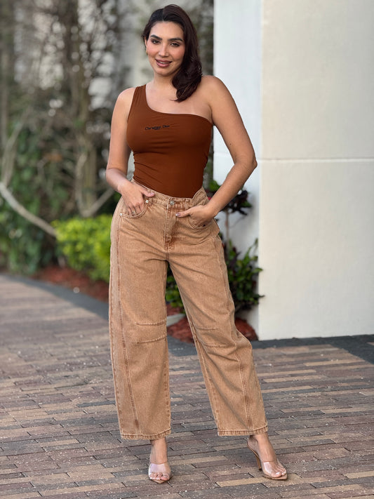 Amber Brown Barrel Jeans