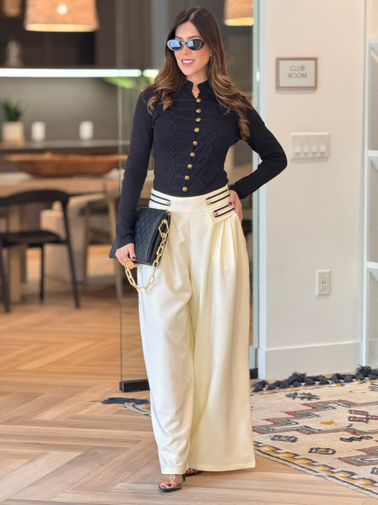 Ruah White Napo Wide Leg Pants