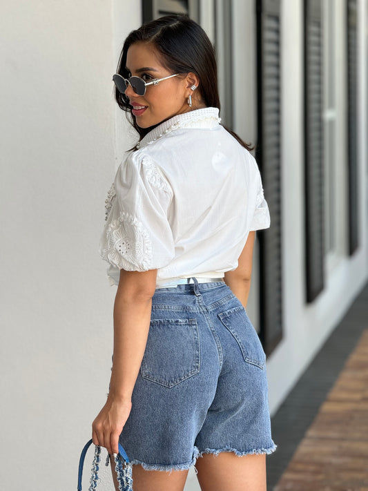 Nohemí White Embroidery Shirt