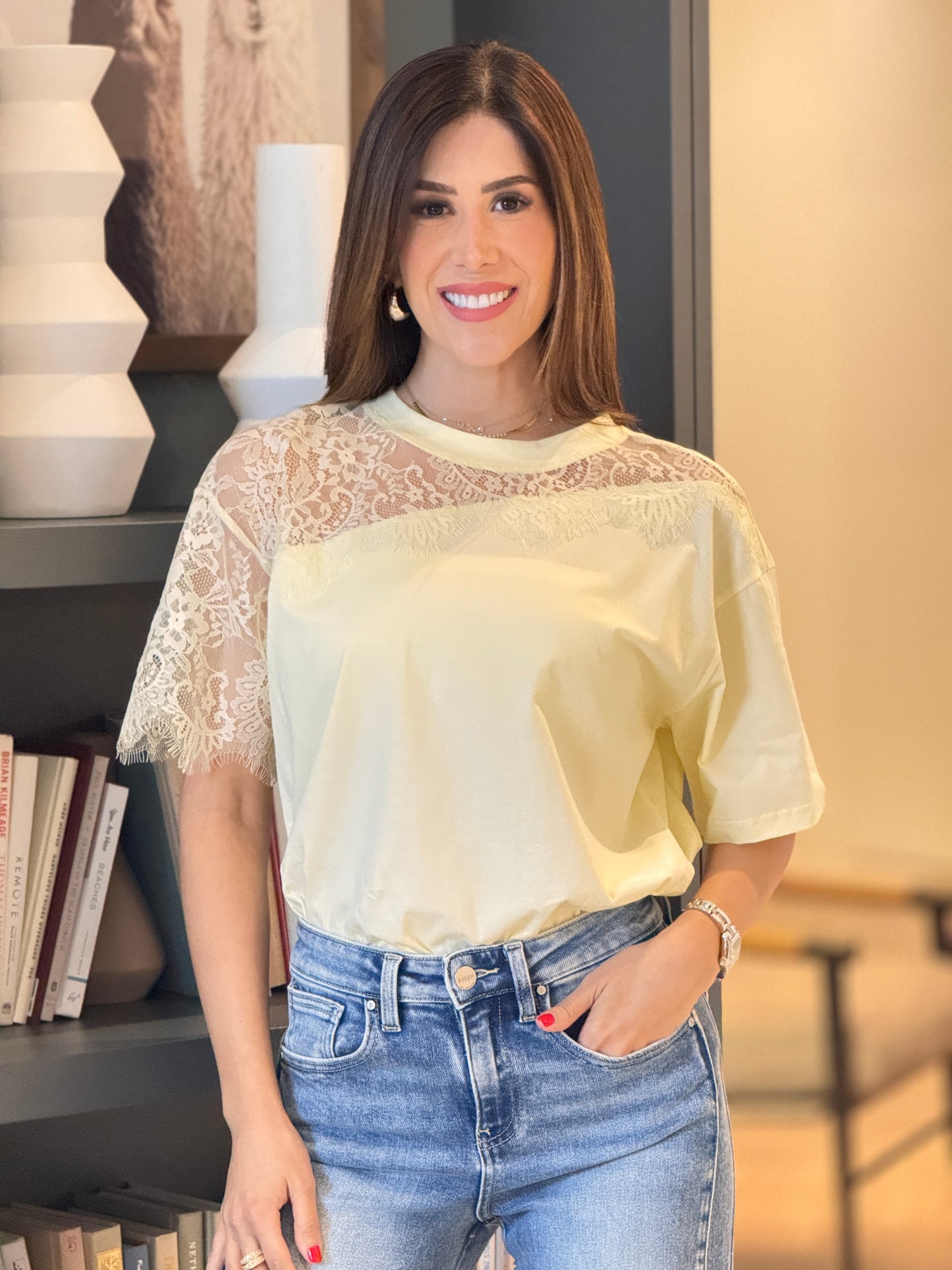 Over It Yellow Lace T-Shirt