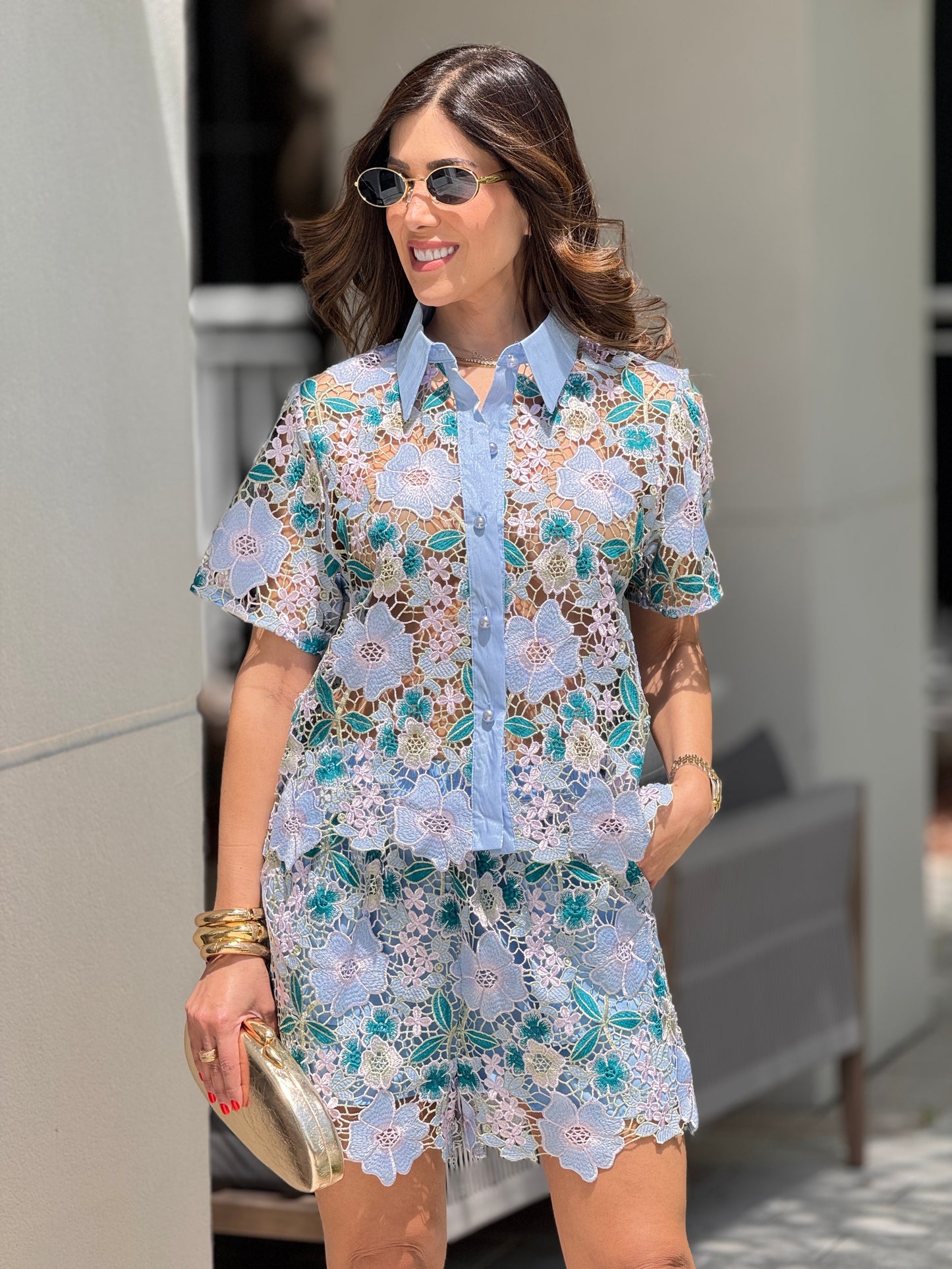 Rosie Blue/Lilac Floral Torchon Set