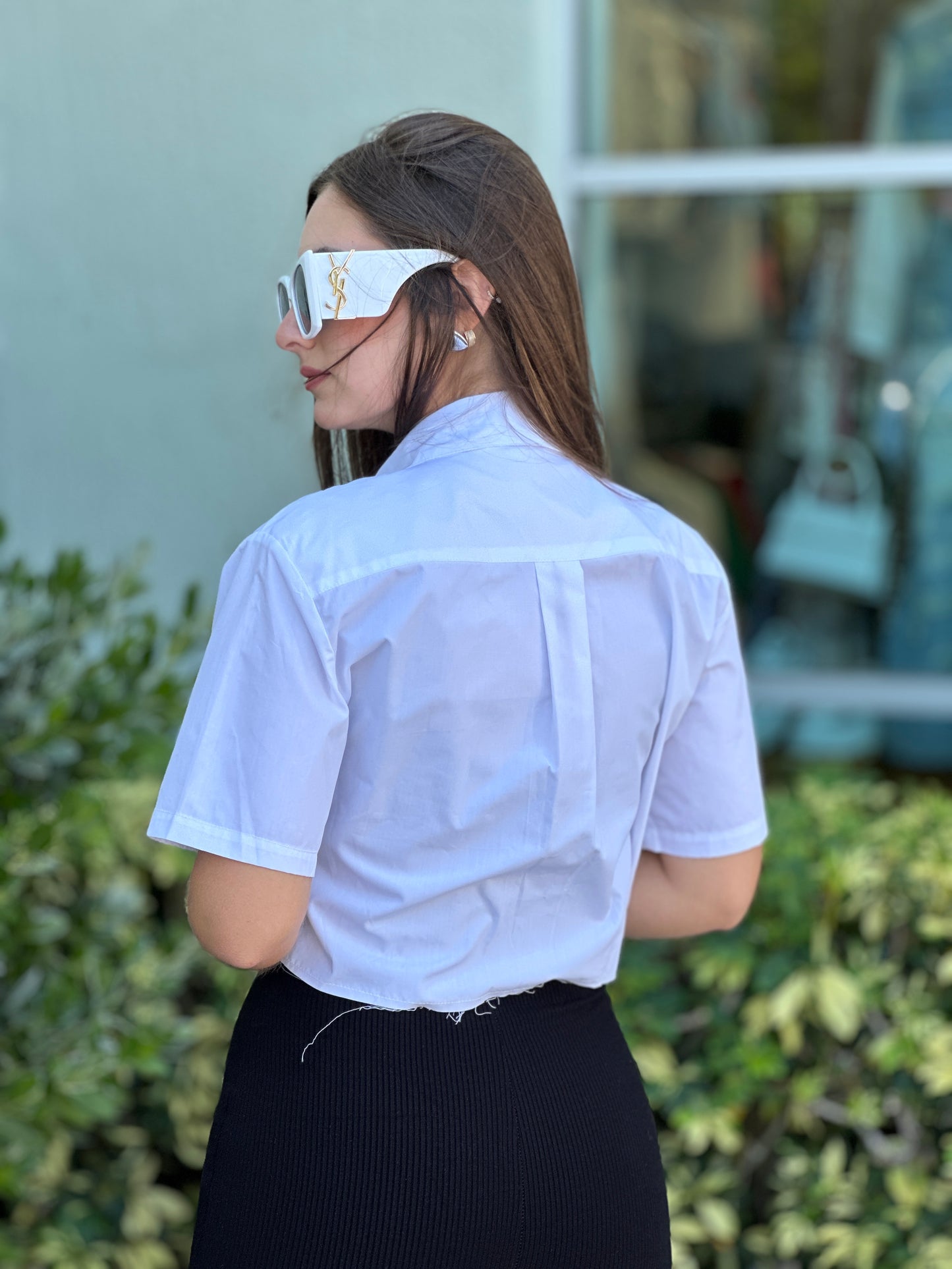 Miu White Cropped Shirt