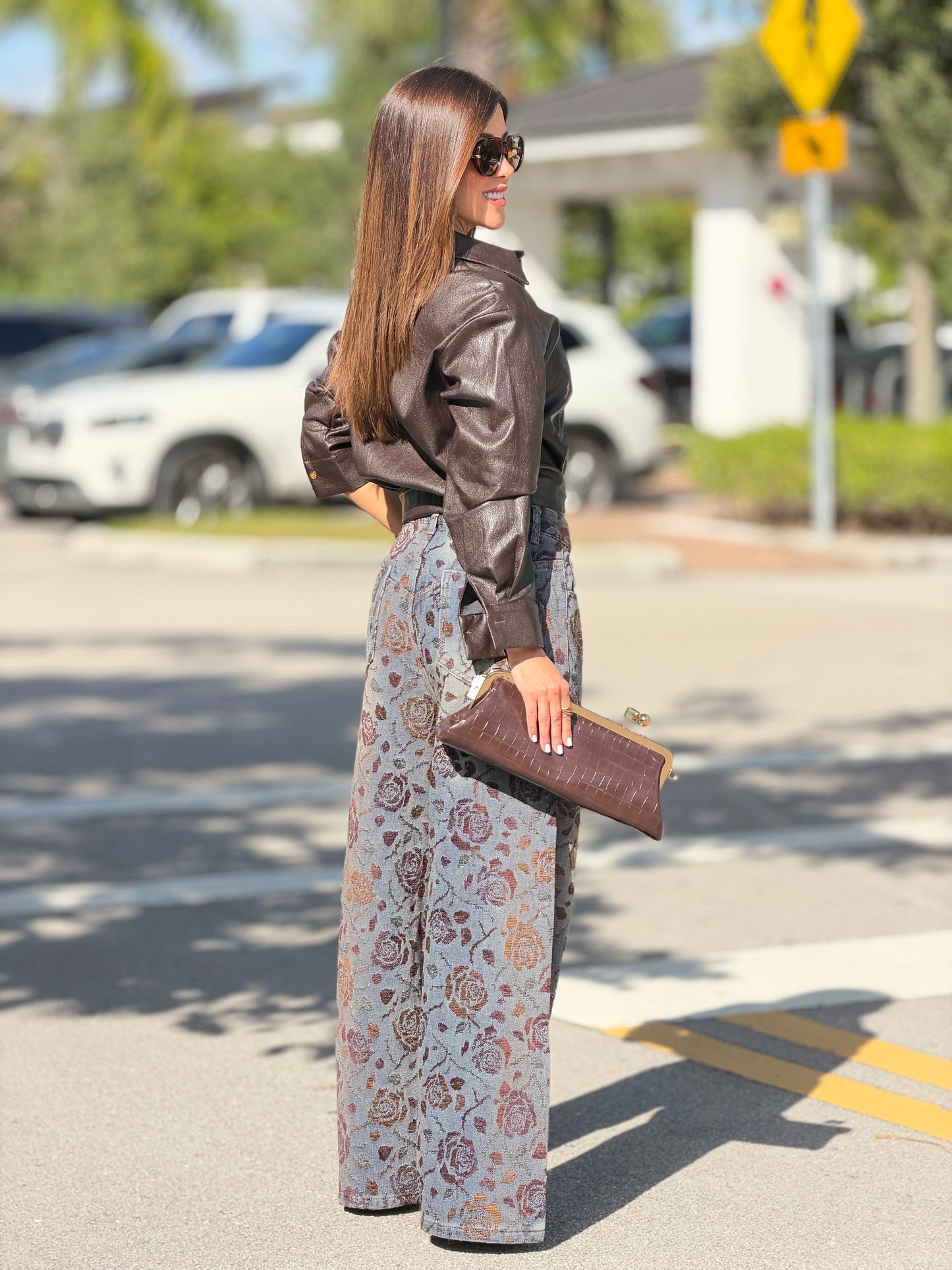 1596 Fp Brown Leather Top