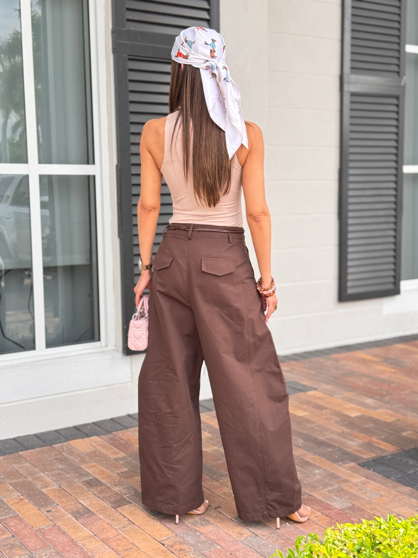Linzy Brown Cords Barrel Pants