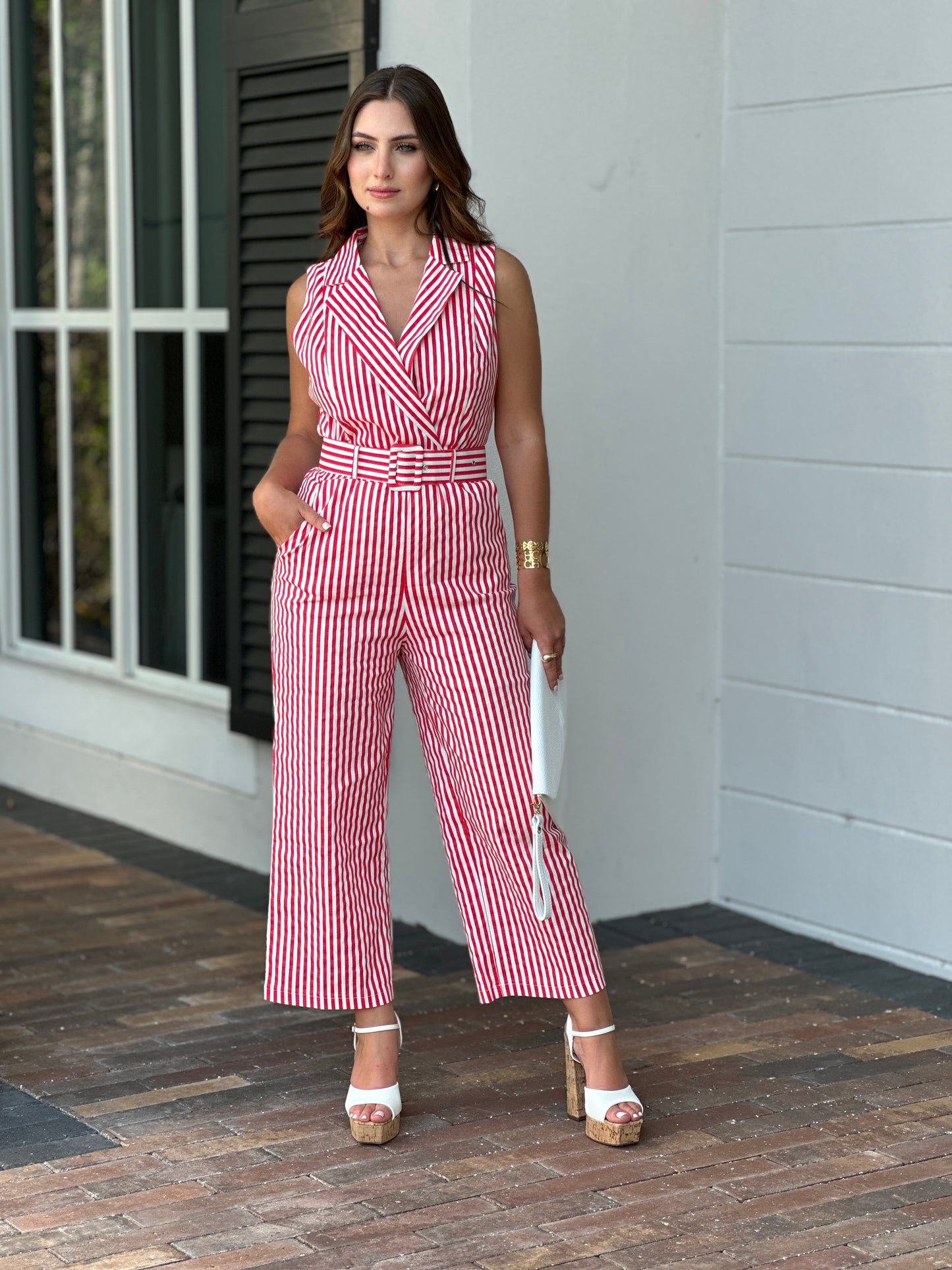 Jennifer Red Lines Jumpsuit