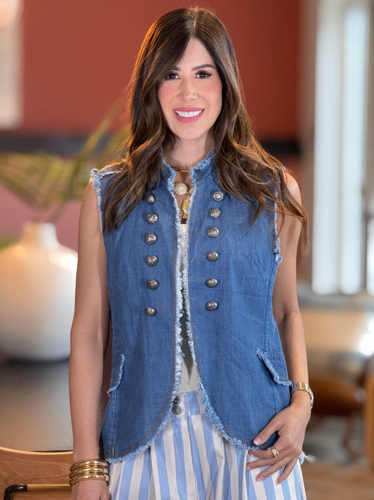 Italy Bolivar Denim Vest Top