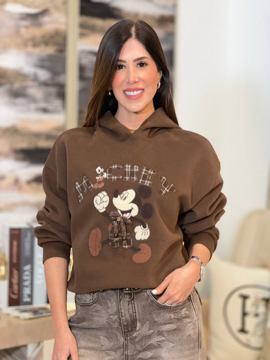5315 Mick Brown Plaid Hoodie Top