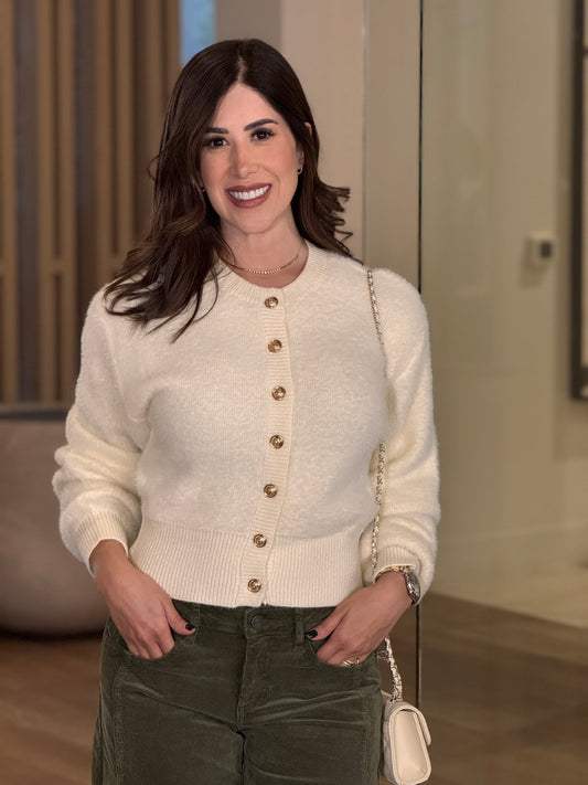 Amable Yvory Fuzzy Cardigan Top