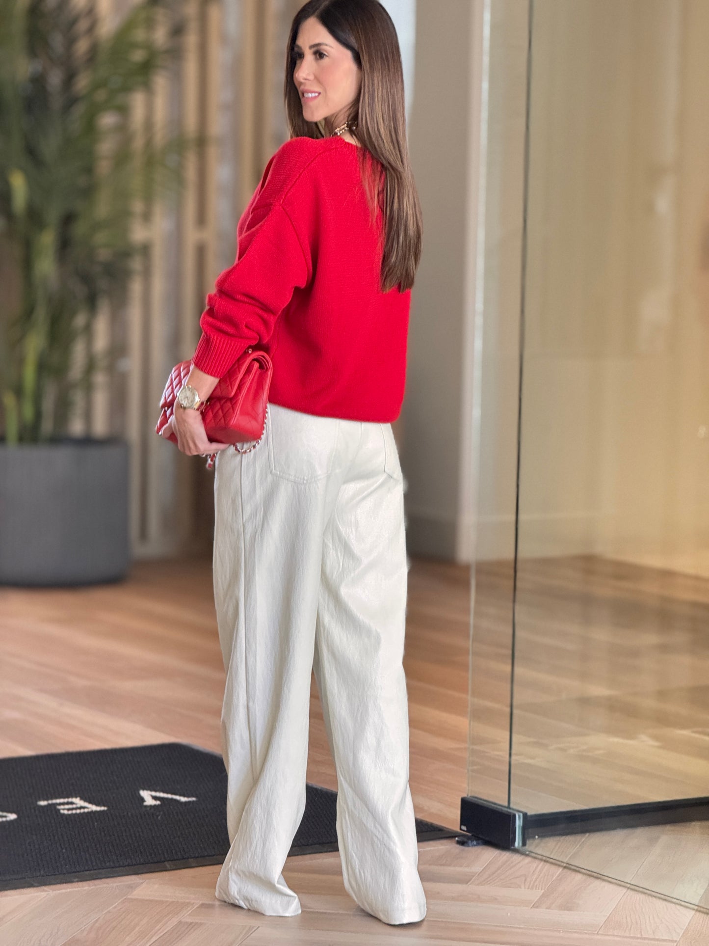 Mine Bear Red Bow Sweater Top