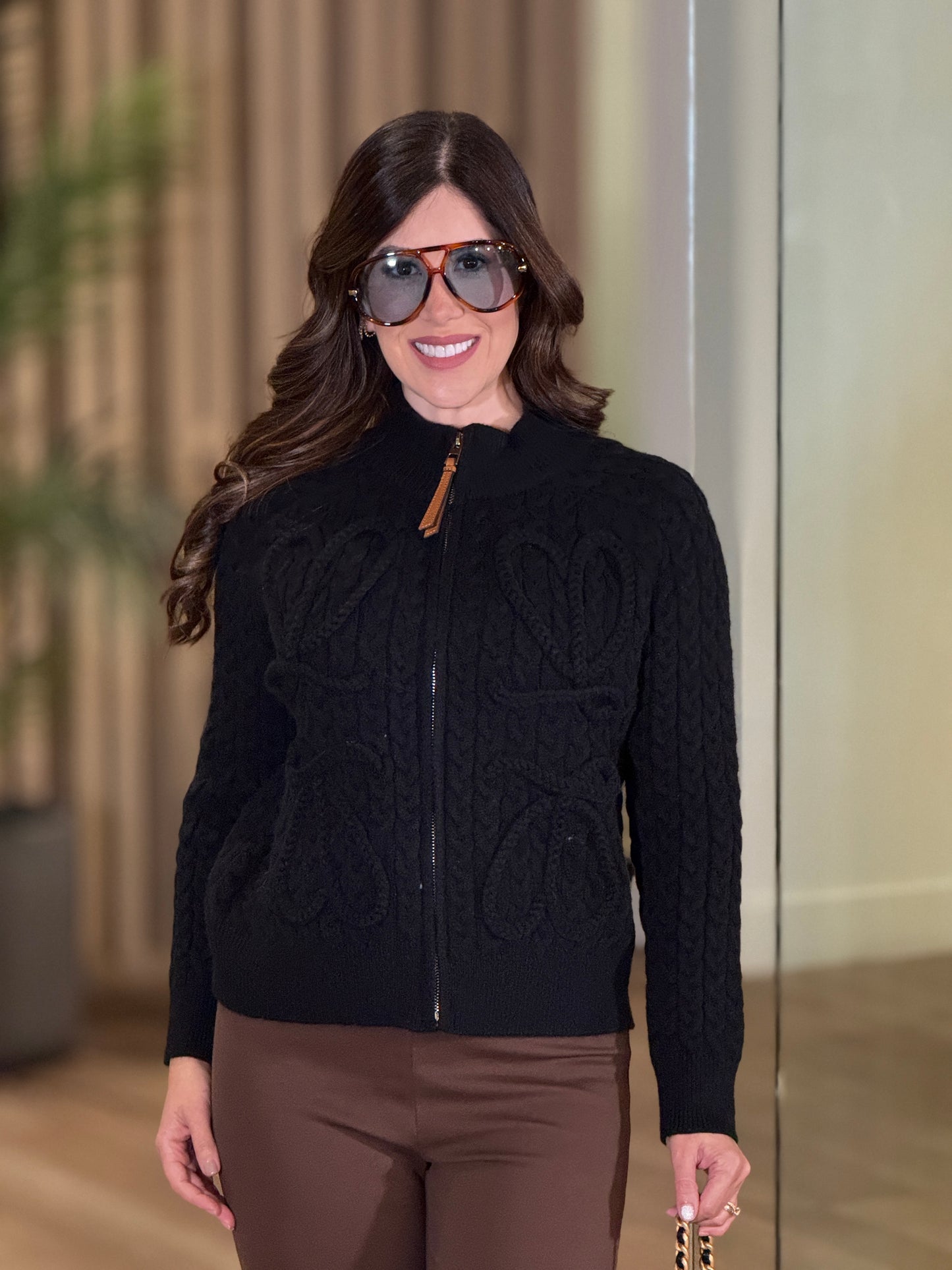 Lore Black Knitted Logo Top