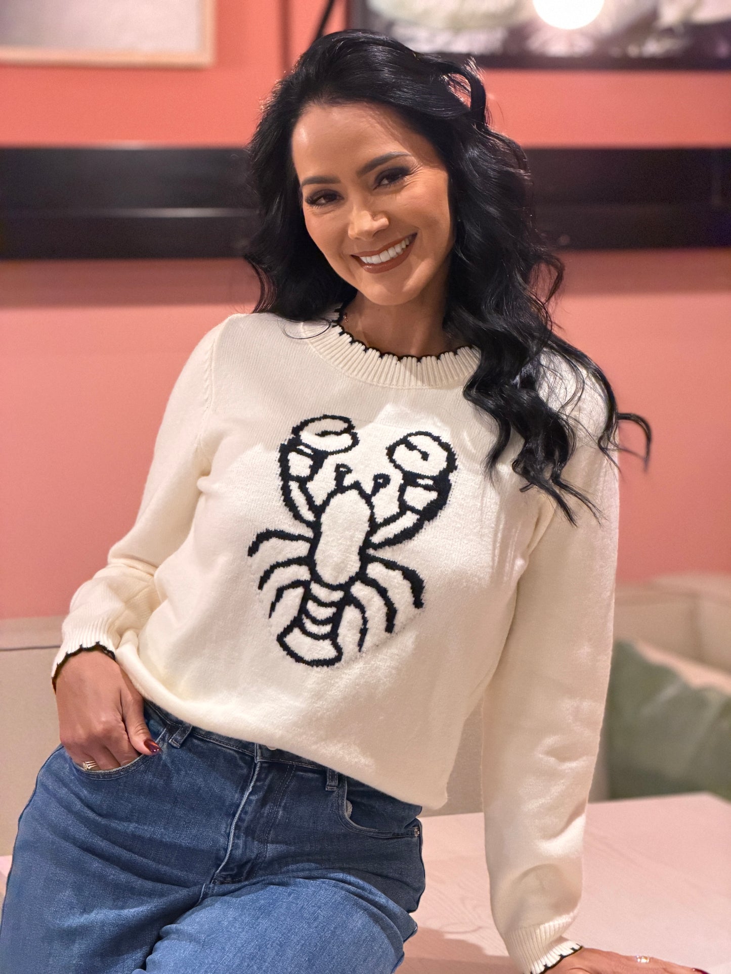 Lobster White Knitted Sweater Top