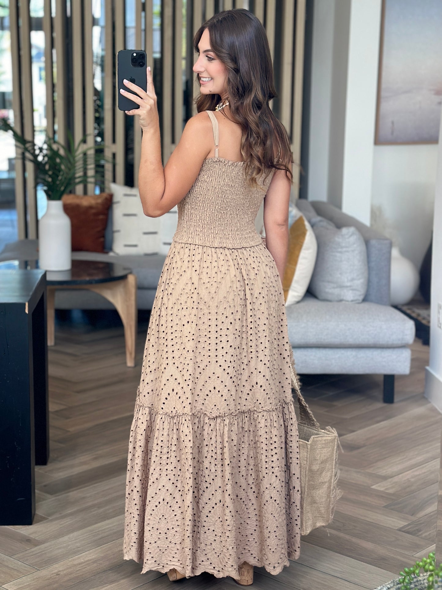 Valentina Beige Sangallo Dress